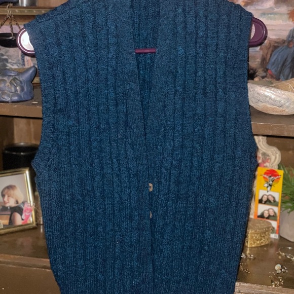 Lands' End Jackets & Blazers - Lands' End Blue Wool Knit Vest
